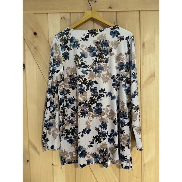 Pure Jill | Floral Velvet/Velour Tunic Top with Pockets | Size Large - Picture 6 of 11